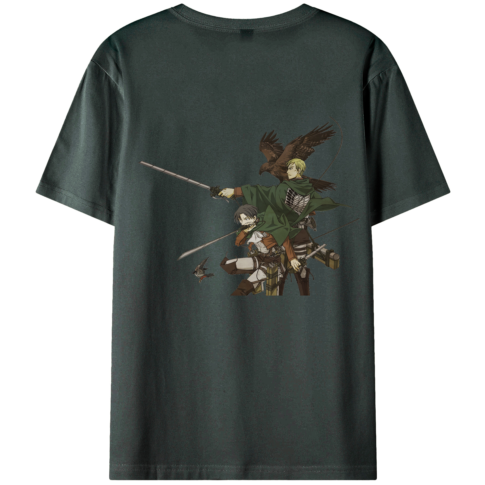 （画像用） 進撃の巨人 Attack on Titan 綿100％ メンズ半袖Tシャツ（バックプリント） 通気性